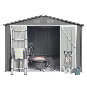 Metal garden sheds 10ftx12ft outdoor storage sheds Grey - Discount Msrp 