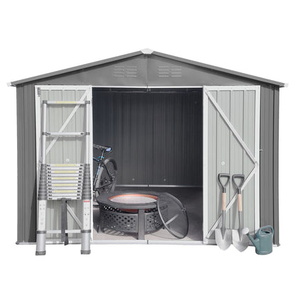Metal garden sheds 10ftx12ft outdoor storage sheds Grey - Discount Msrp 
