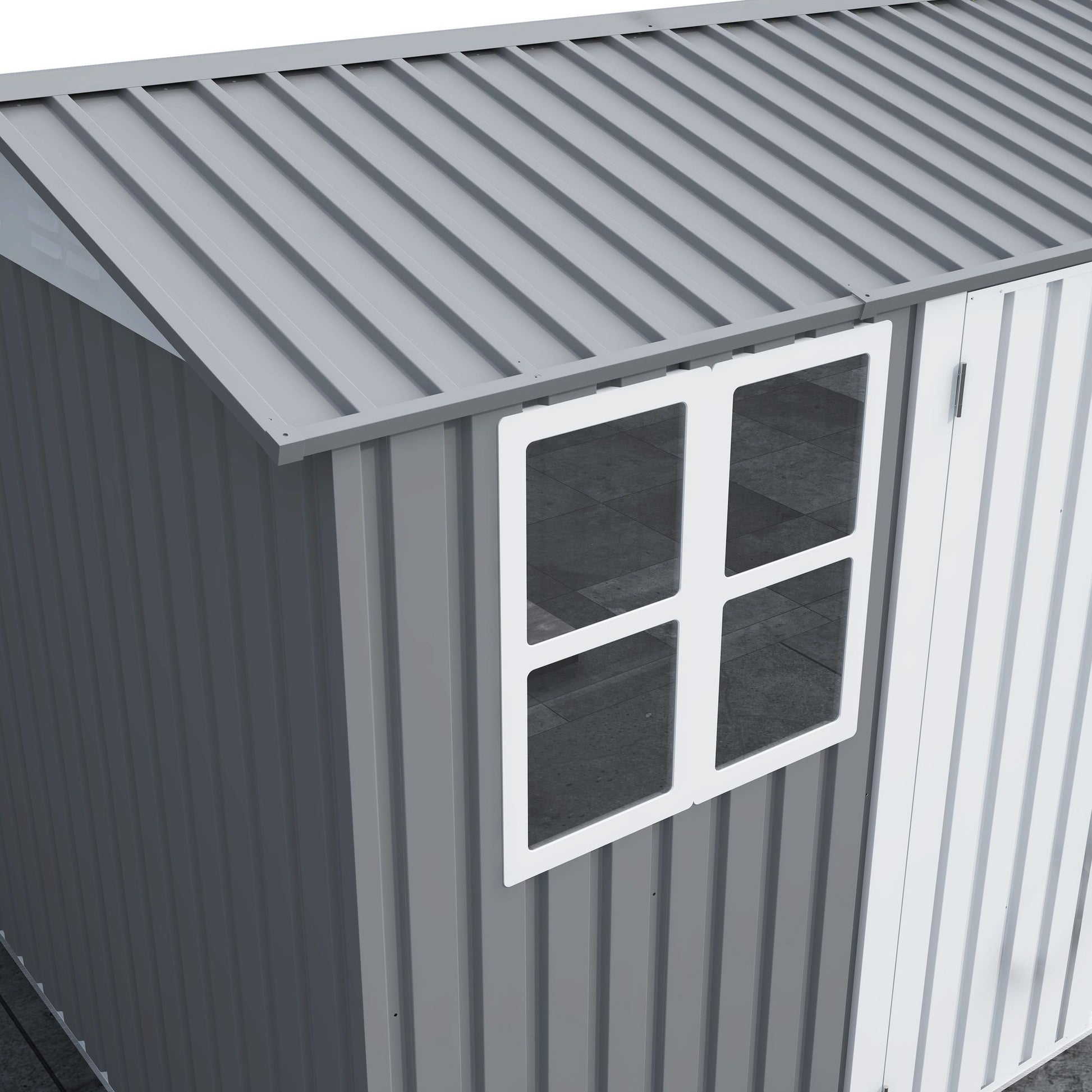 8X10FT Outdoor Storage Shed with Thickened Galvanized Steel,with Sloped Roof & Double Lockable Door,Storage Shed Large with 6 Vents, Garden Tool Shed for Backyard Garden Patio Lawn Bike,Lawnmower - Discount Msrp 