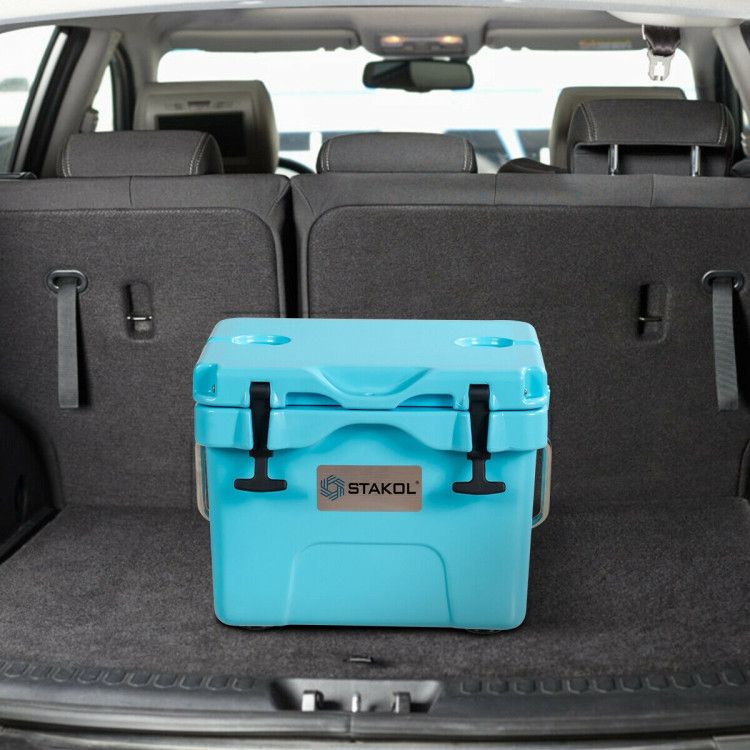 16 Quart 24-Can Capacity Portable Insulated Ice Cooler with 2 Cup Holders - Discount Msrp 