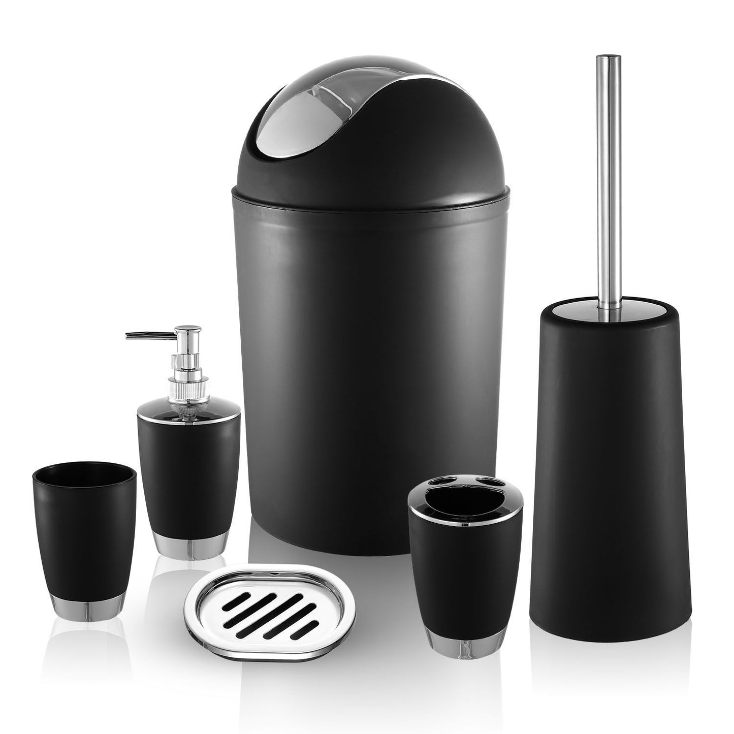 Bathroom Accessories Set 6 Pcs Bathroom Set Ensemble Complete Soap Dispenser Toothbrush Holder - Discount Msrp 