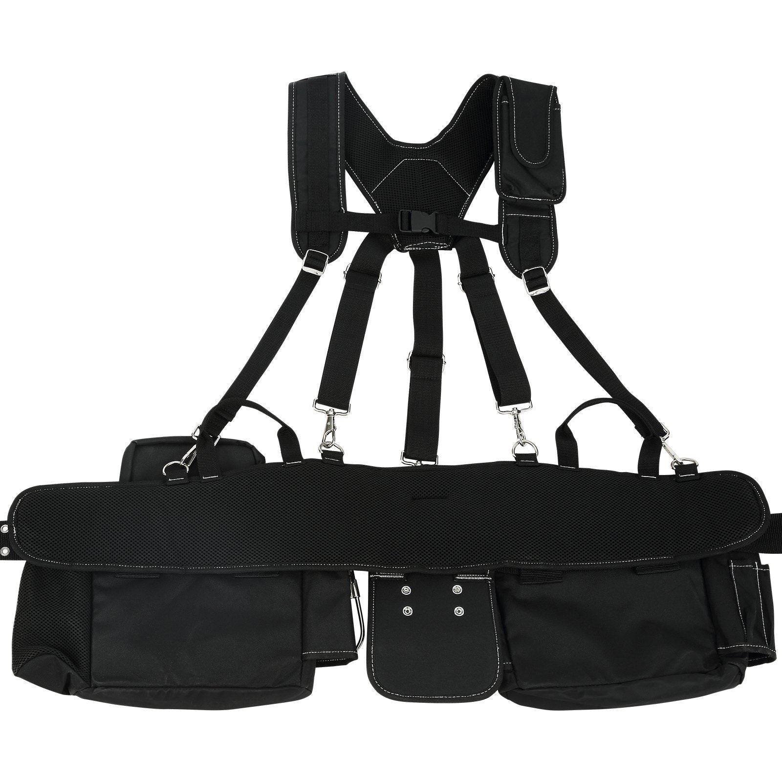 VEVOR Tool Belt with Suspenders, 29 Pockets, 29-54 inches Adjustable Waist Size, Tool Belts for Men, 600D Polyester Heavy Duty Carpenter Tool Pouch for Carpenters, Electricians, and Gardening, Black - Discount Msrp 