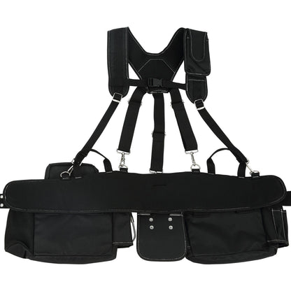VEVOR Tool Belt with Suspenders, 29 Pockets, 29-54 inches Adjustable Waist Size, Tool Belts for Men, 600D Polyester Heavy Duty Carpenter Tool Pouch for Carpenters, Electricians, and Gardening, Black - Discount Msrp 