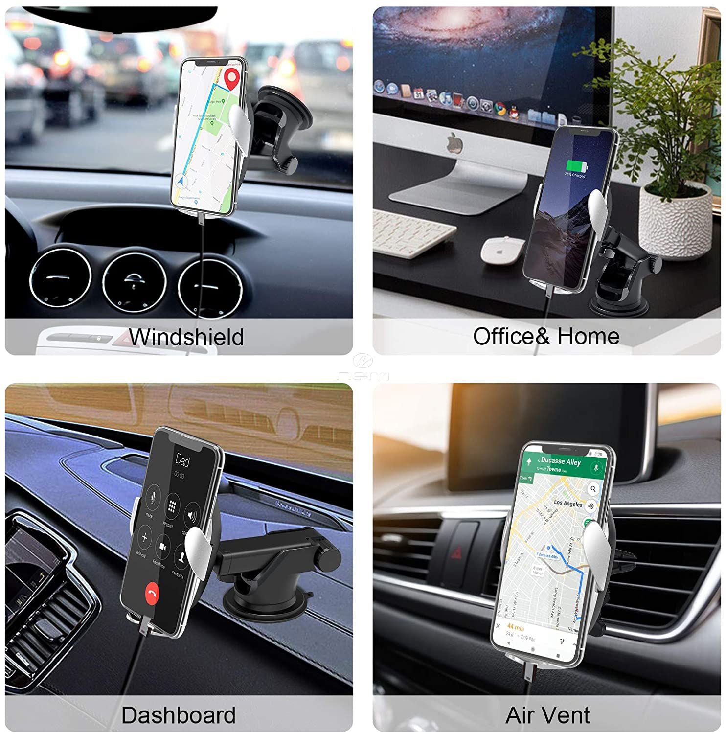 Universal Wireless Car Phone Charger Mount Holder Automatic Clamping - Discount Msrp 
