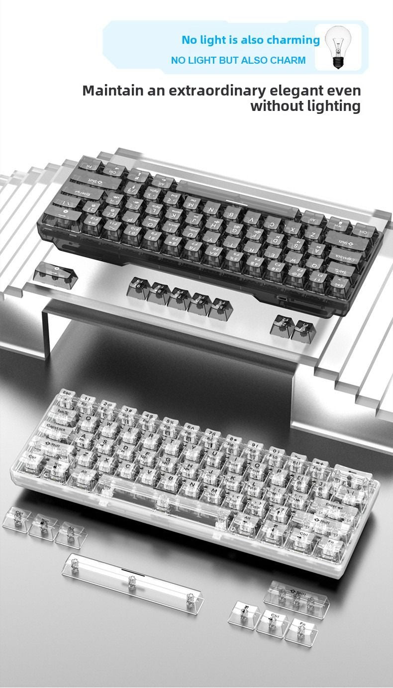 Wired Mechanical Keyboard Transparent Hot Swap Illuminated Office Gaming Gaming Mini Keyboard - Discount Msrp 