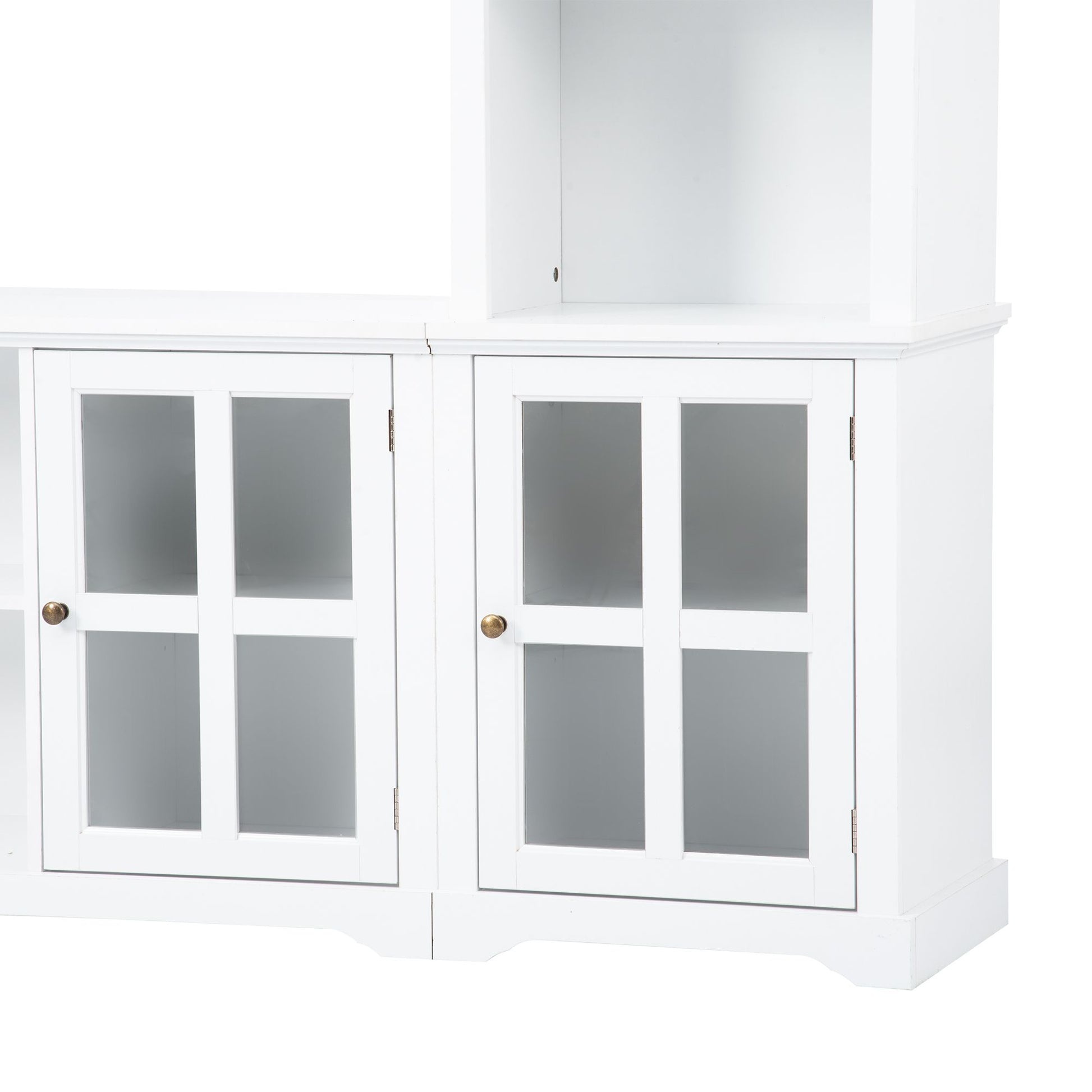 [VIDEO provided] ON-TREND Minimalism Entertainment Wall Unit with Bridge, Modern TV Console Table for TVs Up to 70", Multifunctional TV Stand with Tempered Glass Door, White (Old SKU: SD000009AAK) - Discount Msrp 