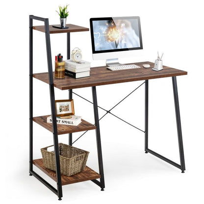 Compact Computer Desk Workstation with 4 Tier Shelves for Home and Office - Discount Msrp 