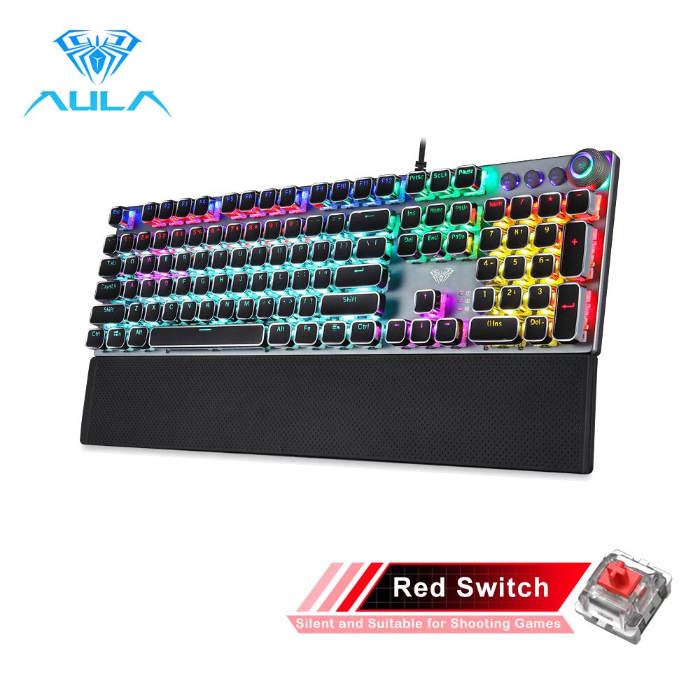 Gaming Mechanical Keyboard Retro Square Glowing Keycaps Backlit USB Wired 104 Anti-ghosting Gaming Keyboard for PC laptop - Discount Msrp 