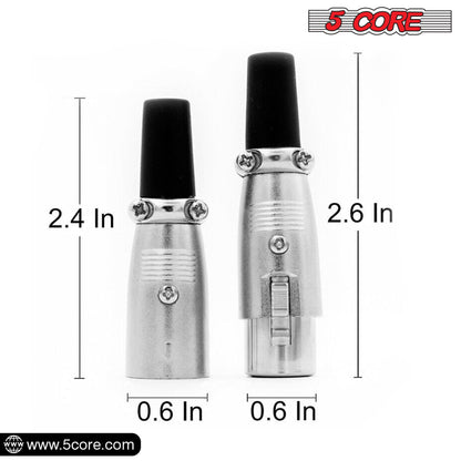 5Core XLR Connector Male Female to 1/4 Audio Jack 3 Pin Secure Mic Plug w Locking Ends - Discount Msrp 