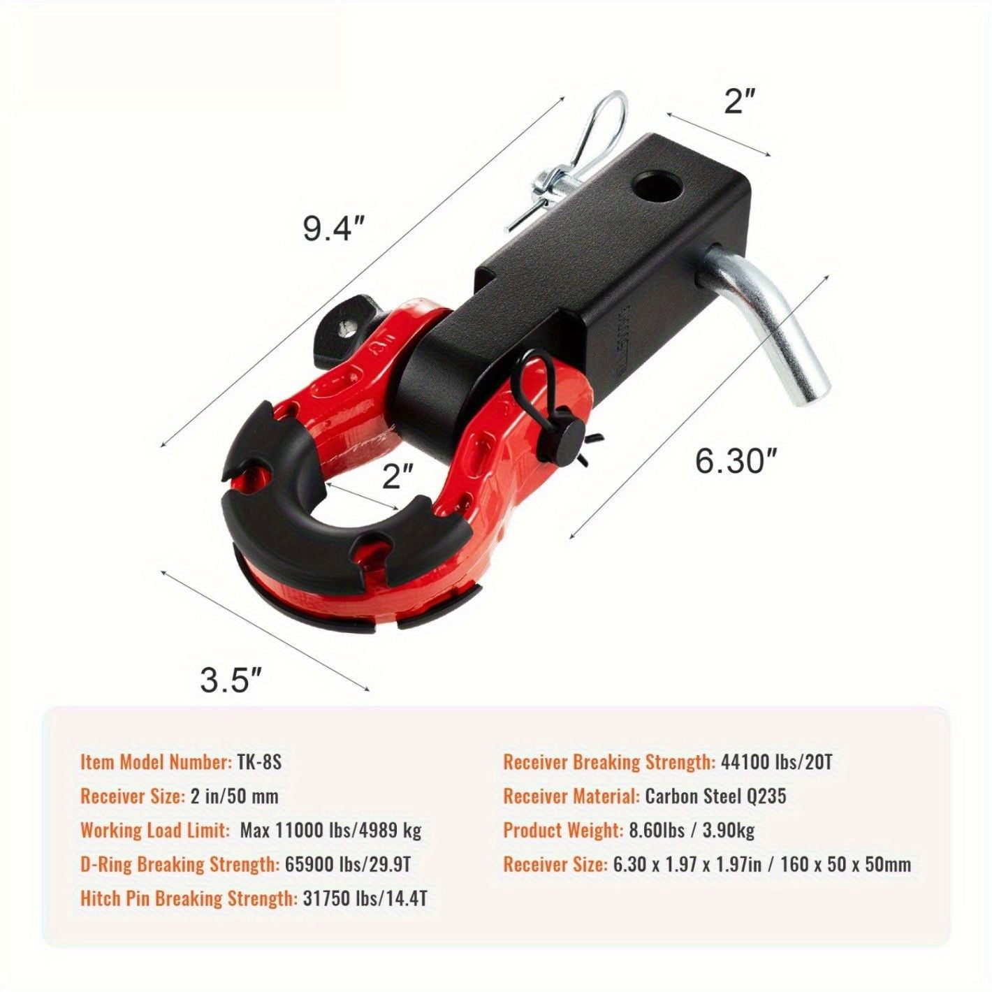 65, 900 lbs Heavy-Duty Trailer Shackle D-Ring Hitch Receiver - Ultra-Strong Recovery Gear for Trucks & Jeeps DIY - Discount Msrp 