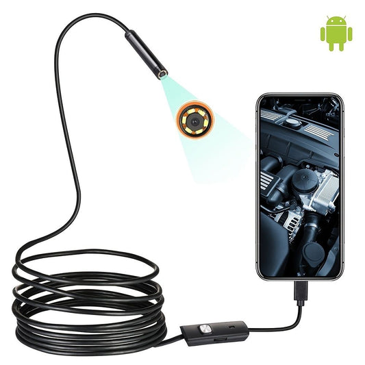 Endoscope Camera Waterproof IP67 Adjustable Soft Hard Wire 6 LEDS 7mm Automotive Endoscope Camera For Android USB Phone PC - Discount Msrp 