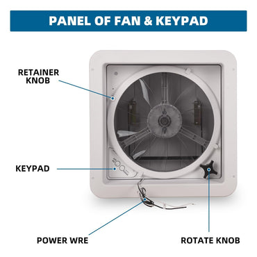 RV Roof Vent Fan 14" with LED Light,4 Speed Reversible 12V RV Exhaust Fan Low Noise,UV Protection,Manual Open for Camper,Travel,Cargo Trailer - Discount Msrp 