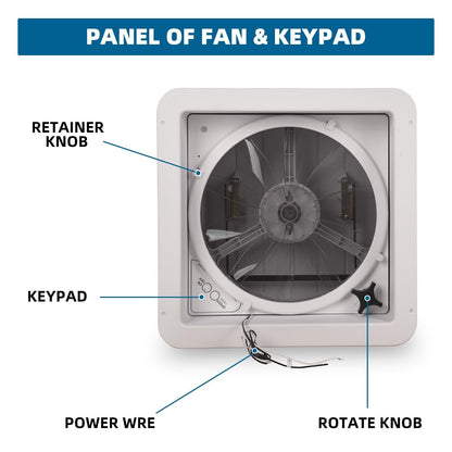 RV Roof Vent Fan 14" with LED Light,4 Speed Reversible 12V RV Exhaust Fan Low Noise,UV Protection,Manual Open for Camper,Travel,Cargo Trailer - Discount Msrp 