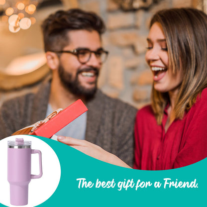 40oz large capacity tumbler, With Handle And Straw Lid, Insulated Reusable Stainless Steel Water Bottles Travel Mug Coffee Cup car cup water cup For Men Women Outdoor Camping Driving, gift - Discount Msrp 