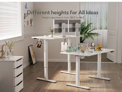 48 Inch Electric White Glass Standing Desk, Adjustable Height ,Quick Install Home Office Computer Desk, Stand Up Desk, - Discount Msrp 