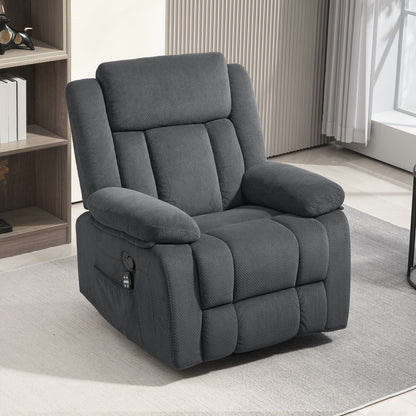 Recliner Massage Armchair with Heat, Oversized Swivel Rocker with Footrest, Remote and Side Pockets, Gray - Discount Msrp 