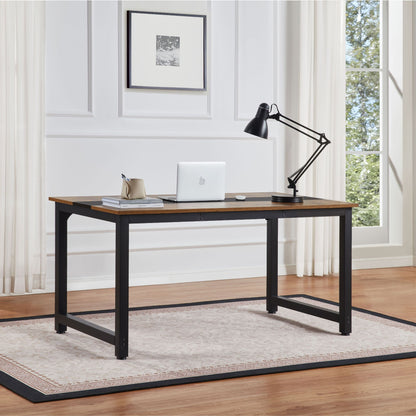 Computer Desk Large Office Desk, 59.8 Inch Gaming Desk Writing Desk Work Desk for Home Office, Study, Modern Simple Wooden Desk, Large Legroom, Metal Frame, Rustic/Black - Discount Msrp 