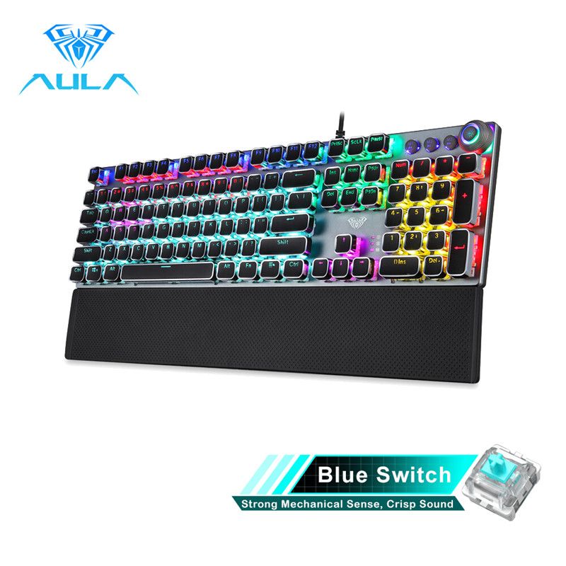 Gaming Mechanical Keyboard Retro Square Glowing Keycaps Backlit USB Wired 104 Anti-ghosting Gaming Keyboard for PC laptop - Discount Msrp 