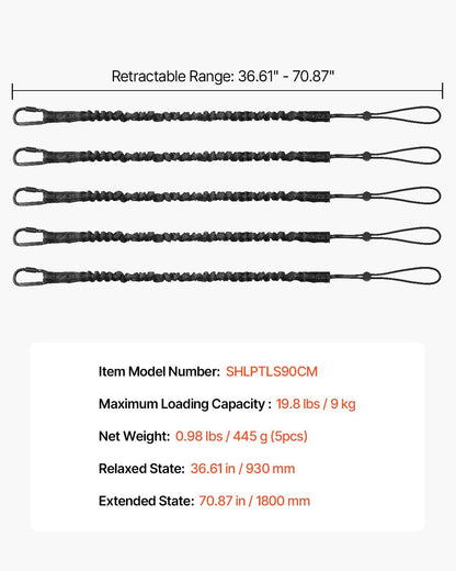 VEVOR 5 Pack Tool Lanyard Fall Protection Tools Leash with Screw Lock Carabiner - Discount Msrp 