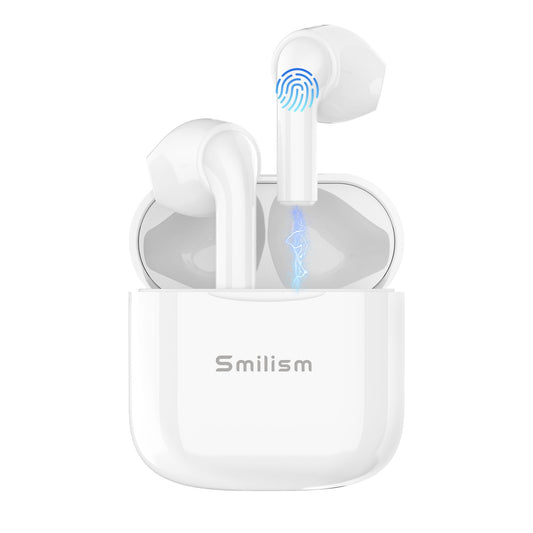 Smilism TWS Wireless Earbuds 5.0, 14.2mm HIFI Speaker Super mini design Touch Control in-Ear Headphones with Noise Reduction, Hi-Fi Stereo Audio, 15hours Type-C Quick Charging Case Waterproof - Discount Msrp 