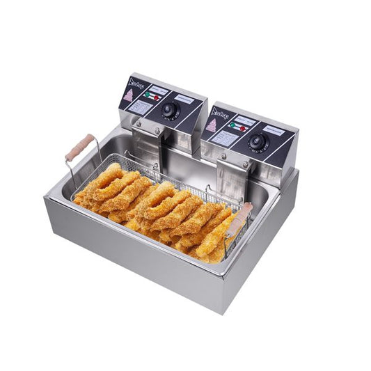 [Replace the old encoding 82308600]Eh83O 110V Oil Consumption 12.7Qt/12L Oil Pan Total Capacity 23.26Qt/22L Stainless Steel Large Single-Cylinder Electric Fryer 5000W Max - Discount Msrp 