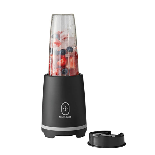 Black Single-Serve Blender with 1 Travel Lid, 16 oz, New - Discount Msrp 